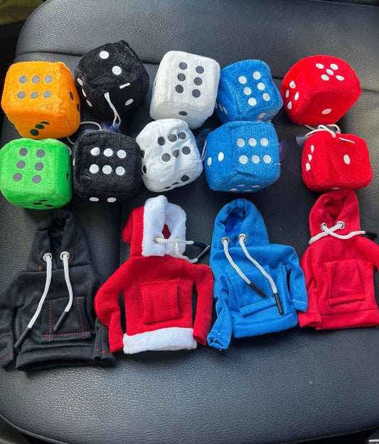 Car gear hoodie & pair of dice bundle