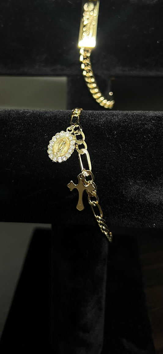 14k gold plated Virgin Mary bracelet