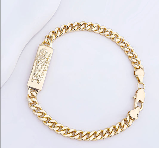 14k gold plated San Judas bracelet